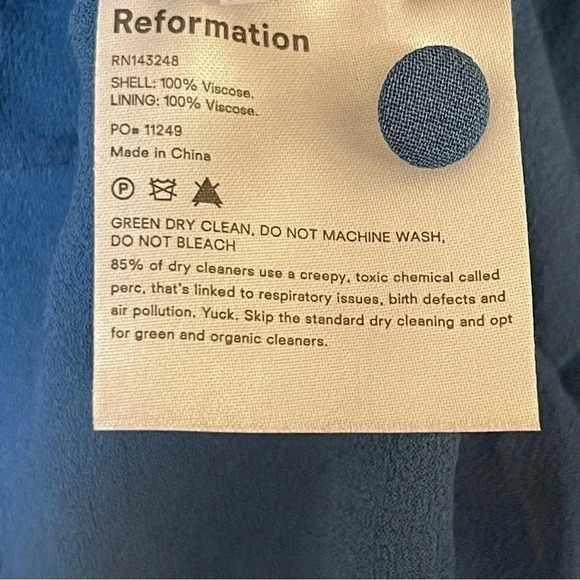 REFORMATION Womens 0 Alani Shirred Polka-Dot Georgette Mini Dress Blue - Picture 6 of 14